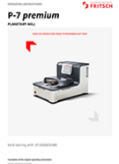 Operating manual Planetary Micro Mill PULVERISETTE 7 premium line